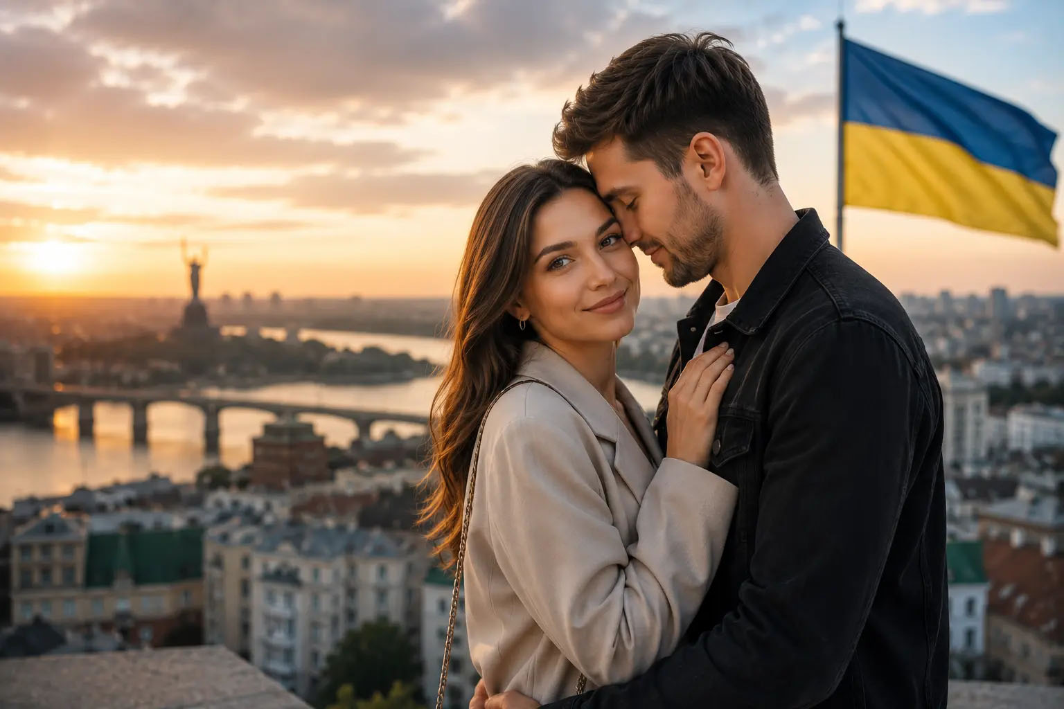 Happy couple connecting